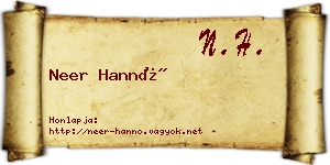 Neer Hannó névjegykártya